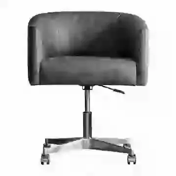Full Leather Round Deep Cushioned Swivel Chair